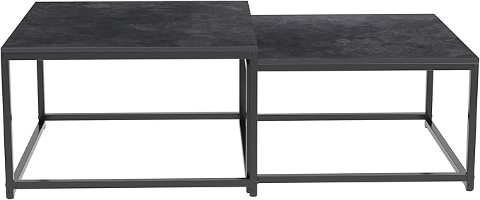 Wisfor Nesting Tables Set of 2, Nesting Black Coffee Table Set
