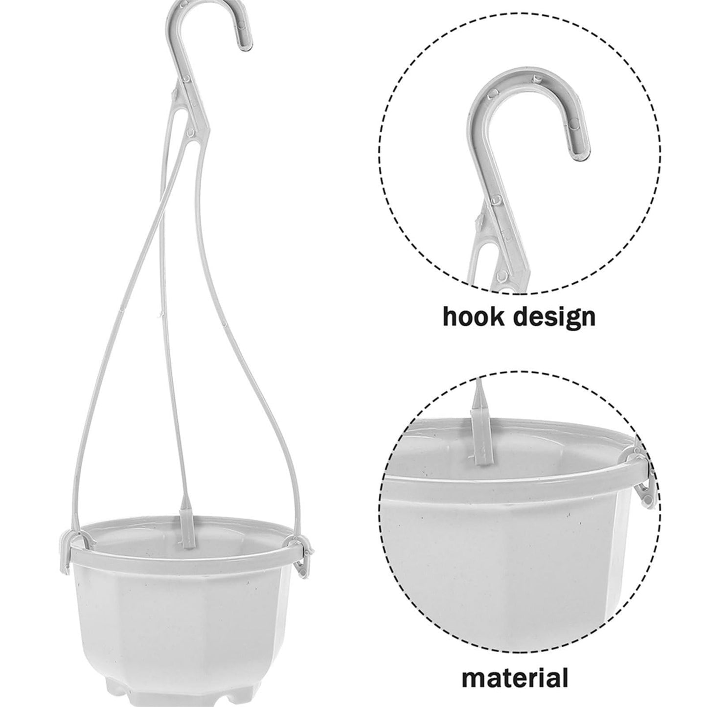 INOOMP Hanging Planters Set of 24 Plastic Flower Pots with Hooks for Indoor Outdoor Balcony Garden Patio Wall Mounted Plant Holders