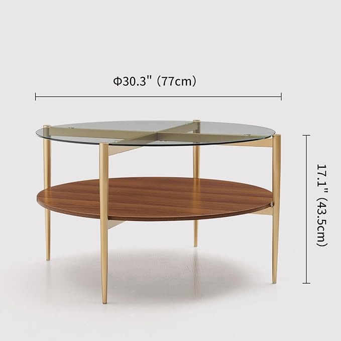 LumFurn Round Coffee Table, Mid-Century Modern Design, D30“ x H17”,
