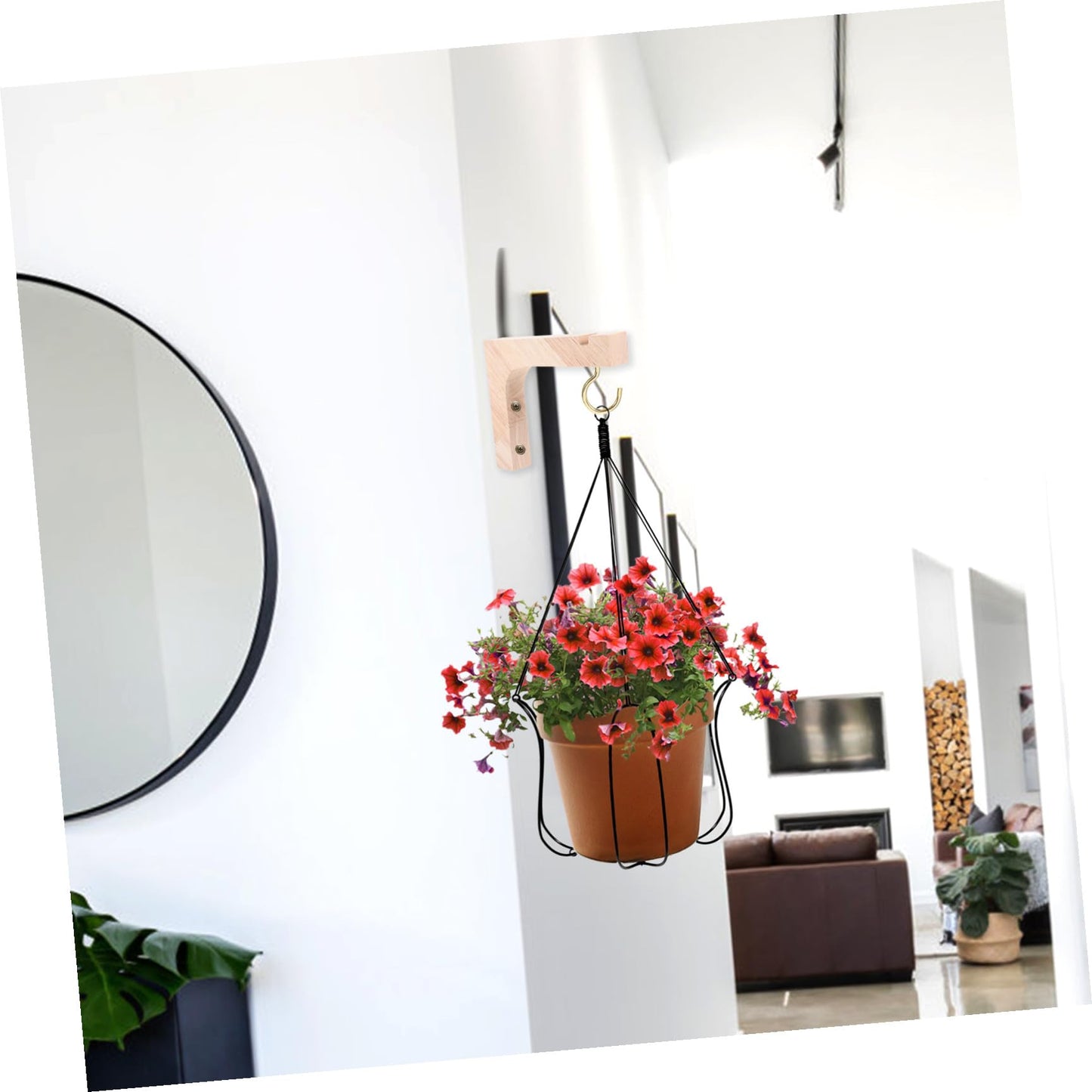Outanaya Wooden Plant Hooks 2pcs Heavy Duty Wall Plant Hangers Indoor Outdoor Wall Mount Brackets for Hanging Flower Pots