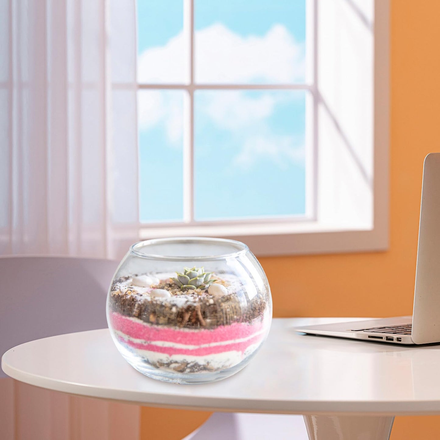 SECFOU 2pcs 15cm Glass Vase Hydroponic Plant Holder Decorative Desktop Flower Pot for Home Office Fish Tank Terrarium Bowl