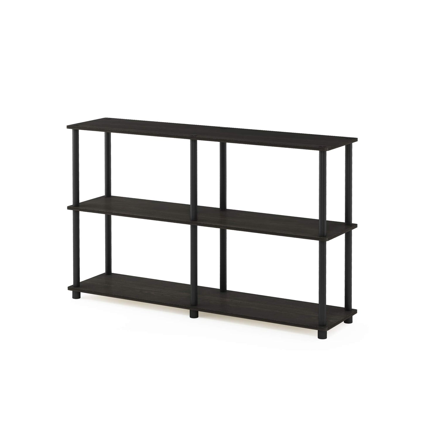 Furinno TURN-N-TUBE Storage Shelves, 3-Tier 47.4 Wide Book Shelf, Corner Shelf, Toolless Open Shelves, for Organization and Storage, Living Room, Garage, Home Office, Espresso
