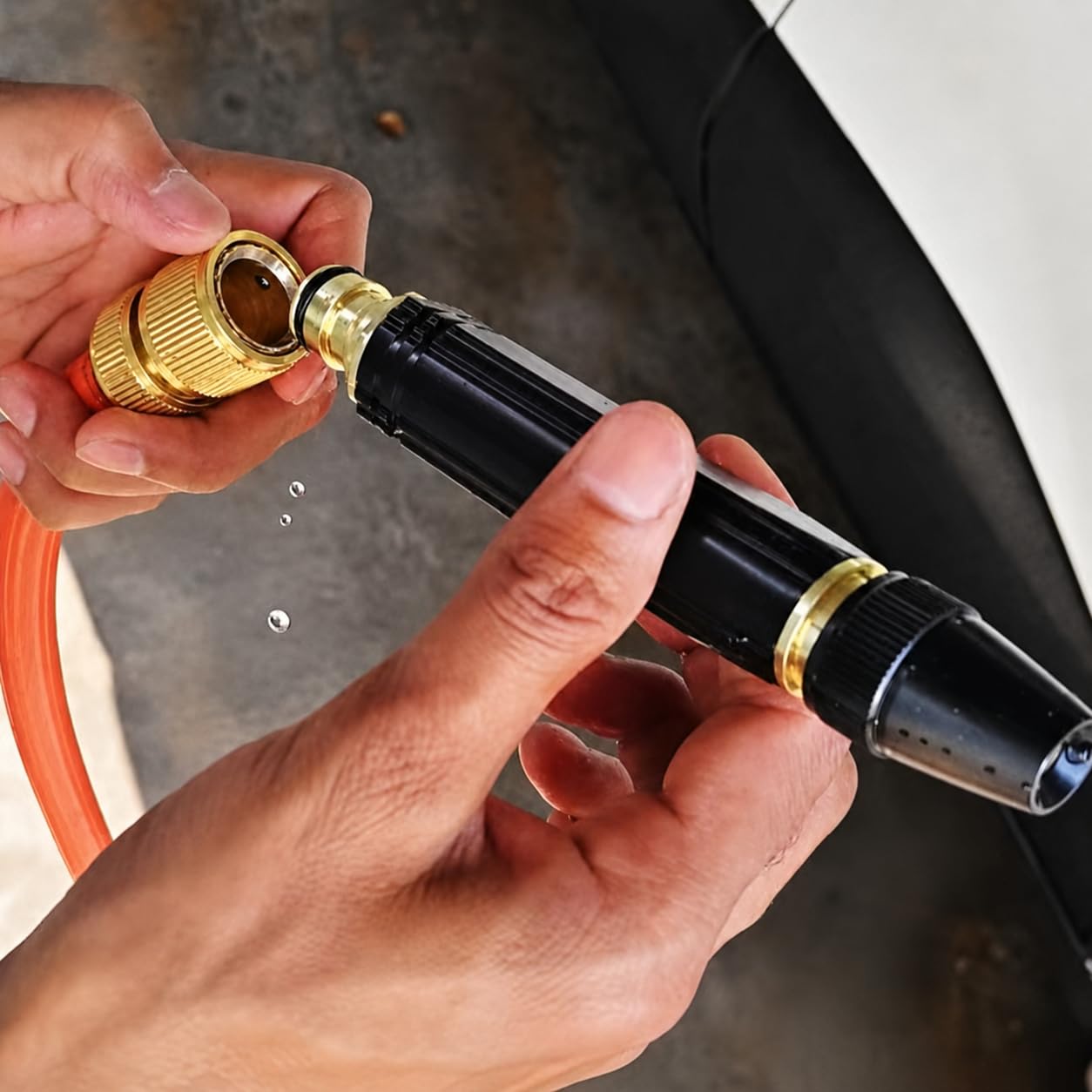 High Pressure Power Washer Nozzle with Metal Connector Set, Garden Hose Sprayer for Car Washing and Outdoor Cleaning, Sturdy Watering and Pressure Cleaning, Compatible with 1/2" Inner Diameter Hoses