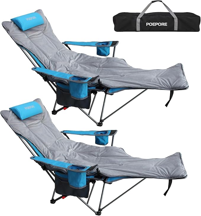 Reclining Camping Chair with Removable Footrest Lounge Chair with Headrest