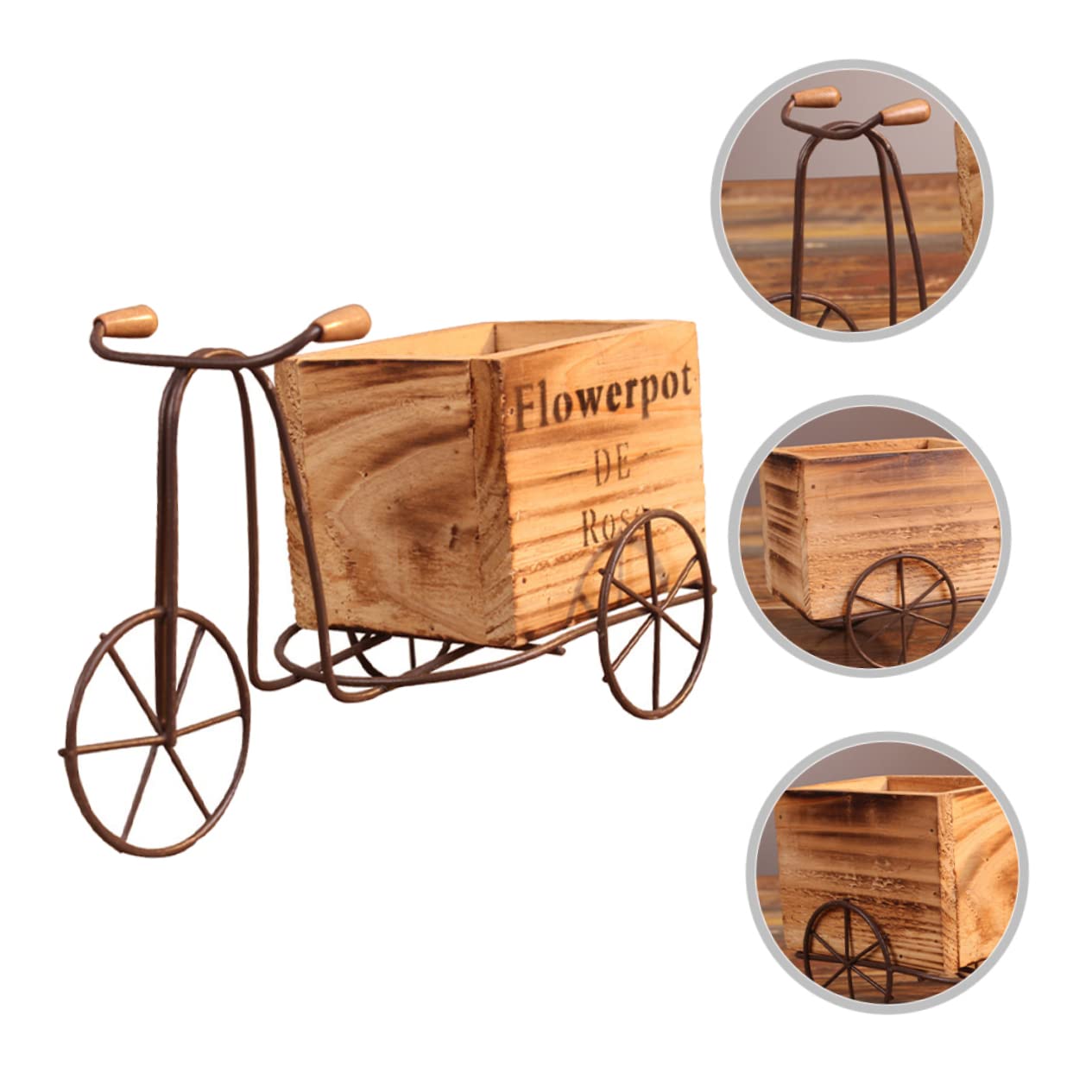 ORFOFE 1set Iron Tricycle Plant Stand for Indoor and Outdoor Use Rustic Style Bike Flower Pot Holder Planter for Home and Garden Decoration