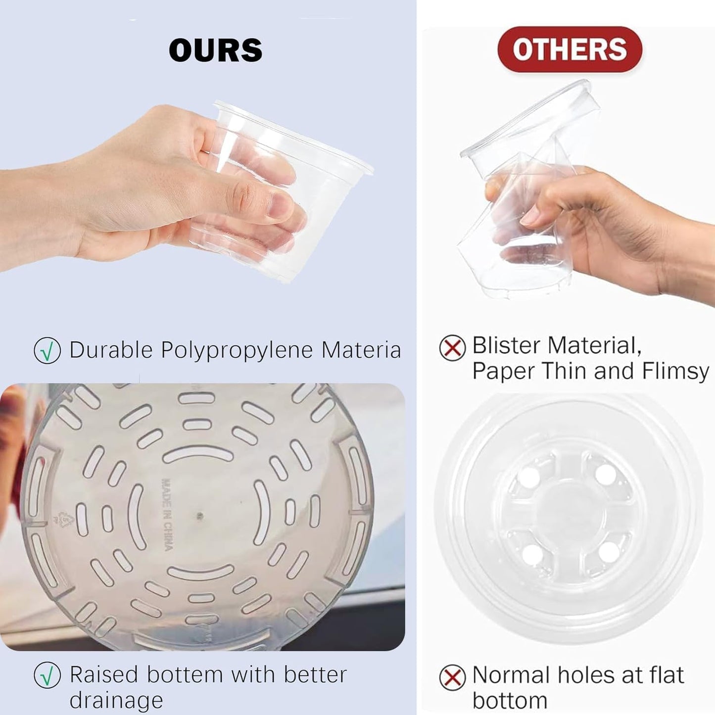 Hourleey 36 Pack 4/5/6/7 Inch Clear Nursery Pots for Plants, Plant Pots with Drainage Holes, Transparent Seedling Pots for Seed Starters Planter Flower