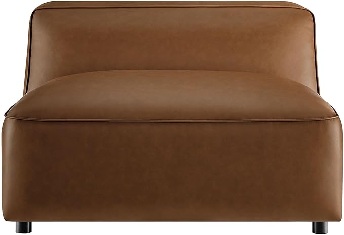 Modway Auren Vegan Leather Modular Armless Chair in Coffee