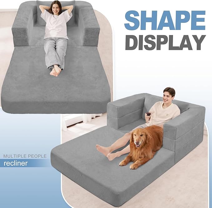 Futon Sofa Bed with Pillow, 3-in-1 Sleeper Sofa Bed with Removable Cover