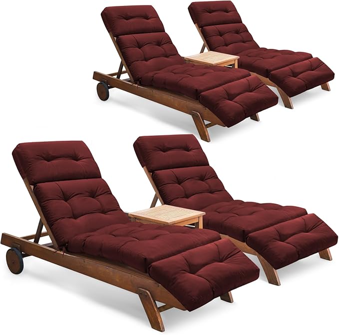 Outdoor Chaise Lounge Chair Cushion Set of 4, Thickened 74.4 x 22 x 4.7 Inches