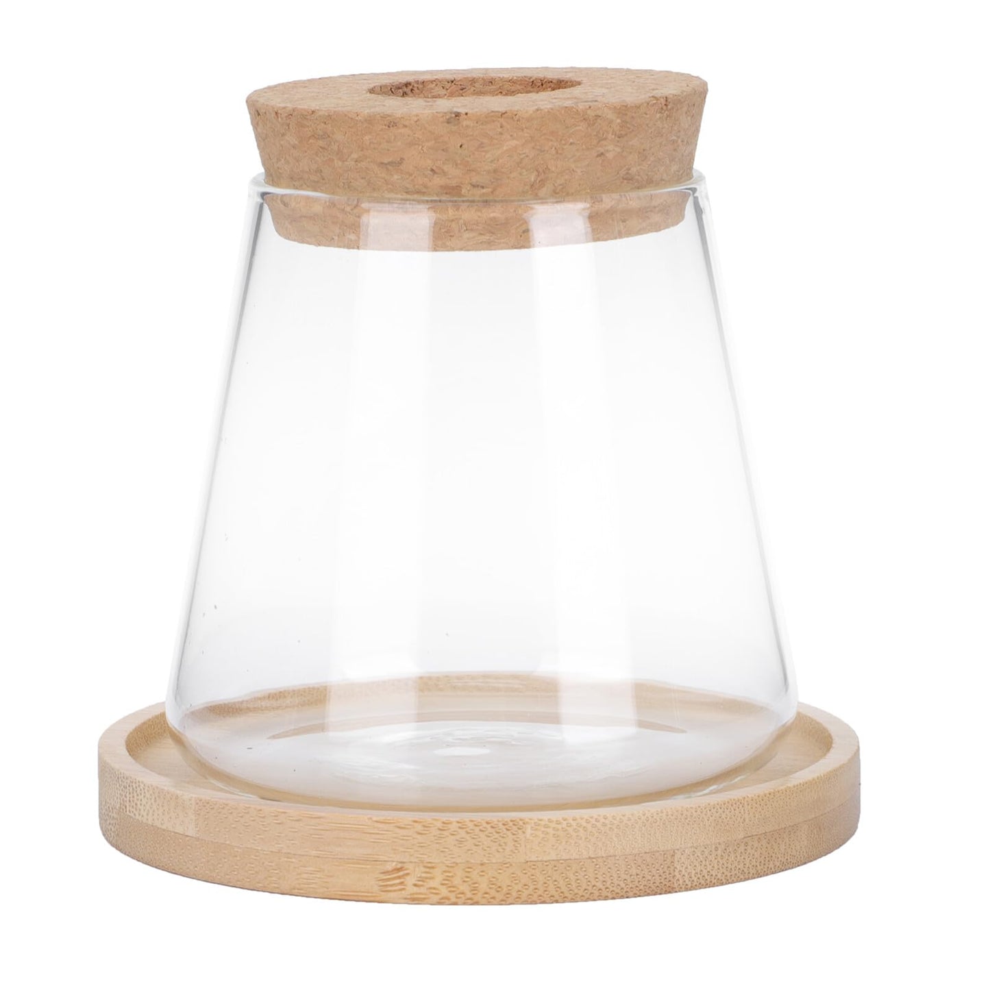 Uonlytech Hydroponic Glass Vase with Wooden Stopper and Dipper, Plant Terrarium for Indoor Gardening, Desktop Flower Pot for Office and Home Décor