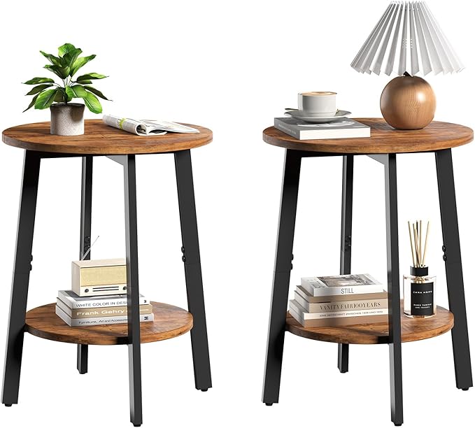 sthmec Side Table Set of 2, Small Round End Table