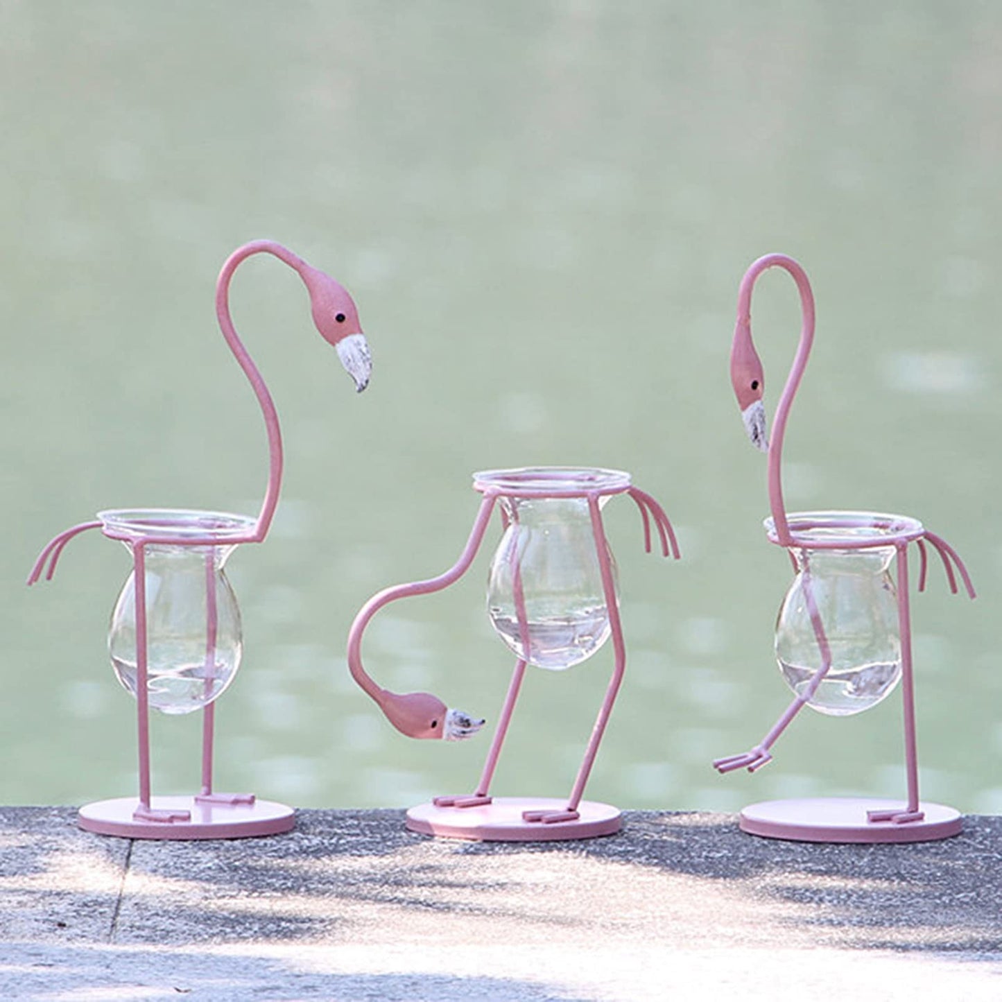 Pink Flamingo Hydroponics Planter Bulb, Propagation Planter for Home Office Desk Decor (Pink, Upright)