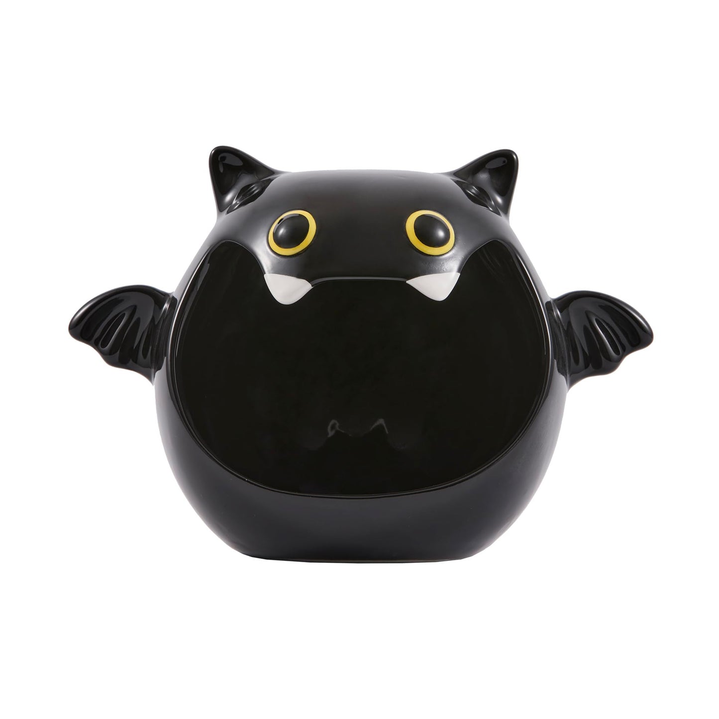Bico Black Bat Ceramic Candy Bowl Holder with Large Opening, Dish for Candy, Cookie, Candles, Halloween Decoration, Day of The Dead Decor