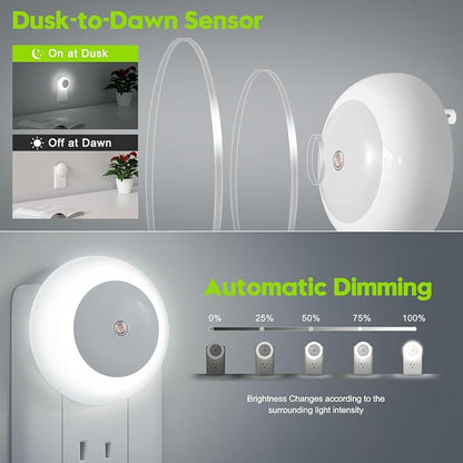 fesnne Night Lights Plug into Wall, Night Light, Dusk to Dawn Sensor, White Led Night Light 0.5W, 8 Pack Nightlight for Adults, Bedroom, Bathroom, Hallway, Kitchen