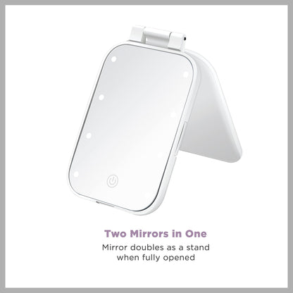 Conair Lighted Makeup Mirror, LED Vanity Mirror, 12X Magnifying Mirror, Compact Travel Mirror with Suction Cup, Battery Operated in White