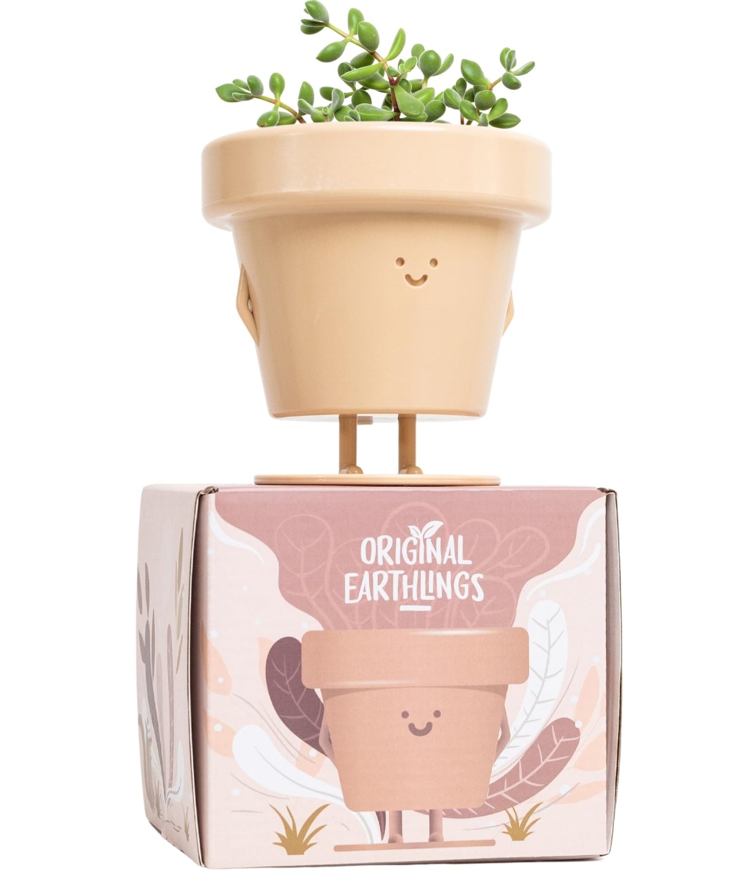 Original Earthlings Standing Pot - 4 Inch Cute Plant Pot - Plastic Funny Planter with Drainage - Unique Cactus Lover Gift - Small Succulent Face Flower Pot - Cute Plant Gifts for Plant Lovers