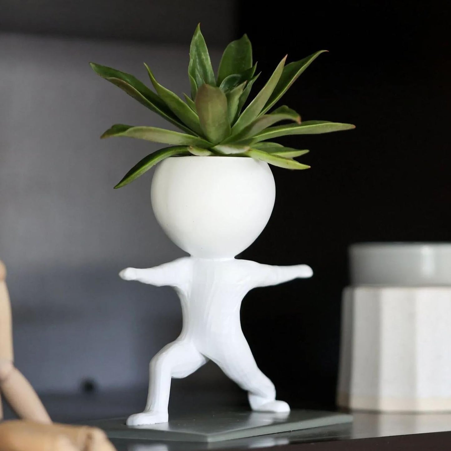 Partslety Funny Sporting Succulents, Cute Succulent Pots, Potted Plants Pots Yoga Ceramic Pot, Cute Planter Cactus Flower Porcelain Holder Container (Excluding Plants) Fitness Flowerpot