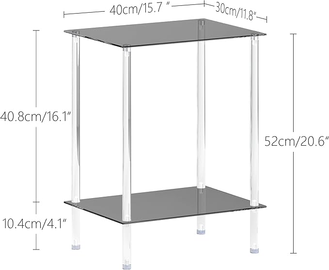 Tempered Glass Side Tables Set of 2 Acrylic End Table