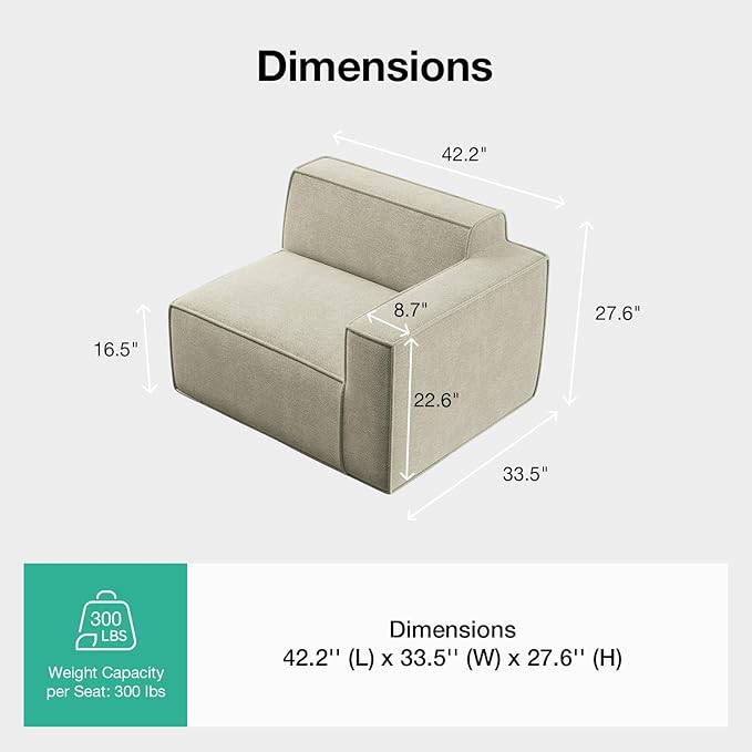 Novilla Modular Sectional Sofa, No Assembly Cloud Sectional Couch