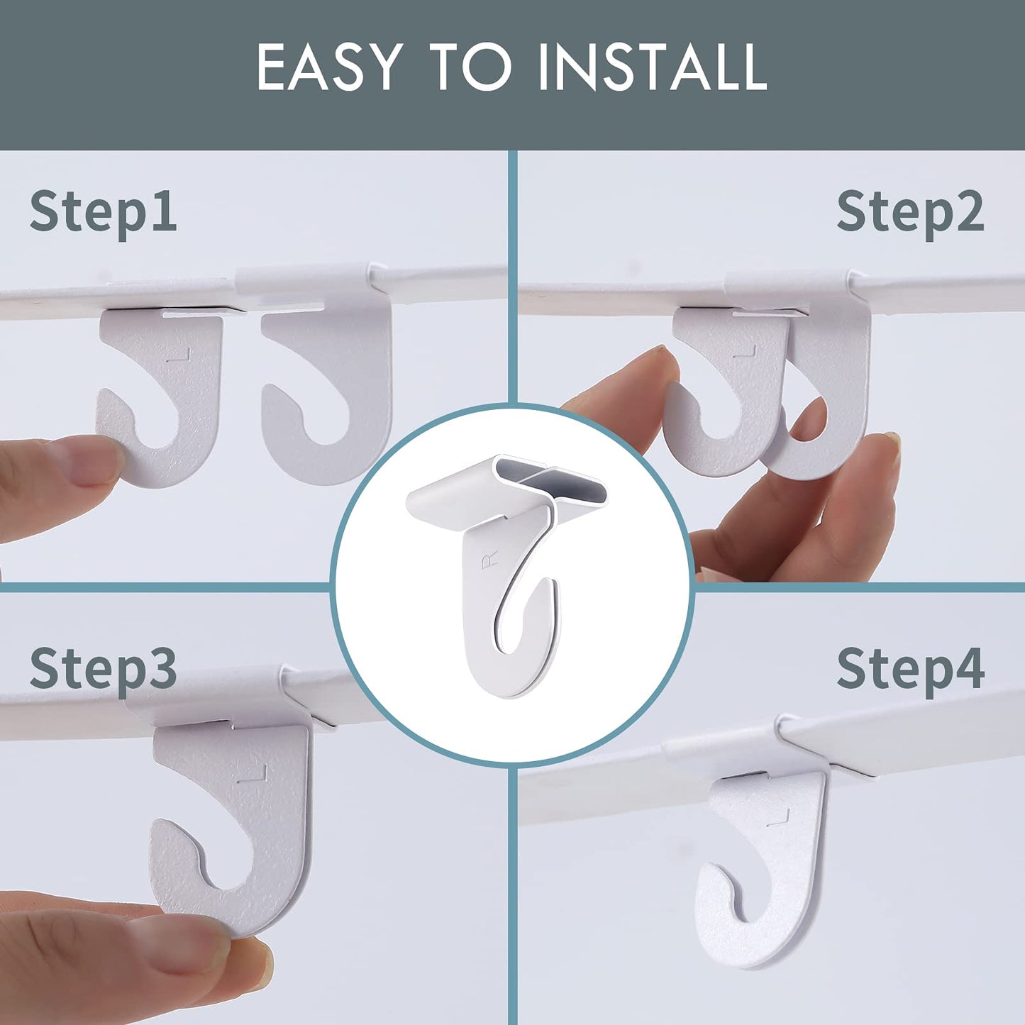 Gansita 20 Pair Drop Hooks for Hanging, White Heavy Duty Metal T-Bar Hooks, Suspended Ceiling Tile Hook Clips for Home, Classroom, Office & Decorations
