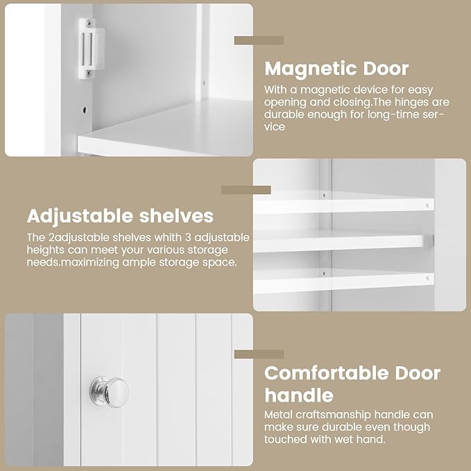 Iwell 67" Tall Bathroom Cabinet, Storage Cabinet