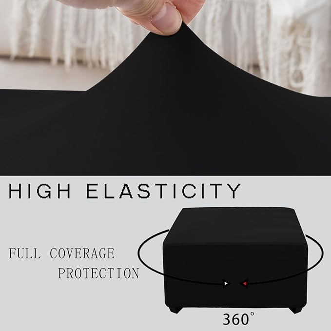 Super Stretch 40x40x15 inch Square Ottoman Cover- Soft Form Fit Ottoman Cover