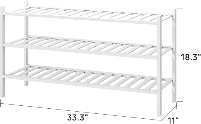 viewcare 3-Tier Long Shoe Rack, Bamboo Wood Shoe Rack