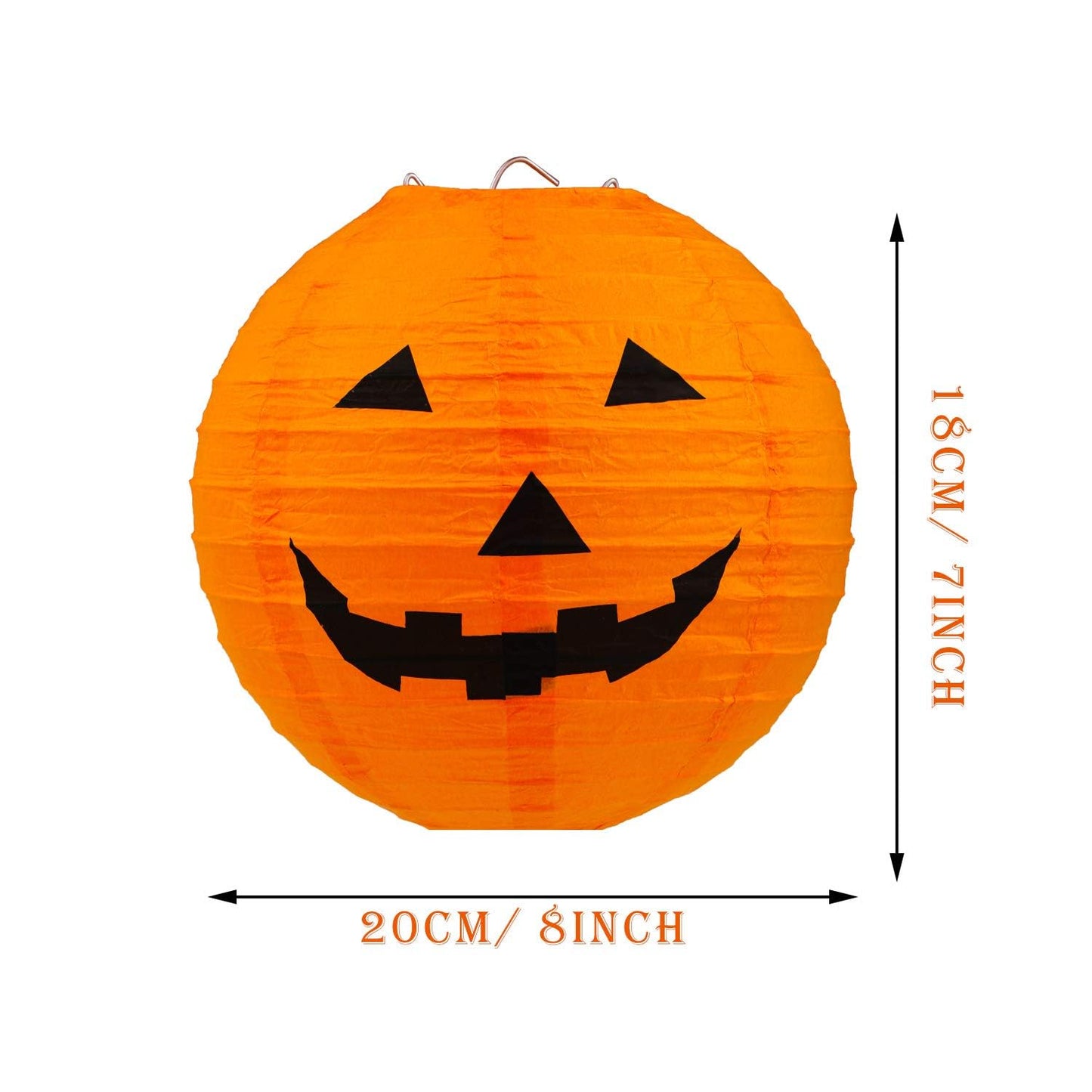 Gejoy 12pc Halloween Jack O Lantern 8inch Halloween Decorations Plastic Pumpkins Pumpkin Hanging Paper Lantern Halloween Indoor Outdoor Party Decoration Supplies