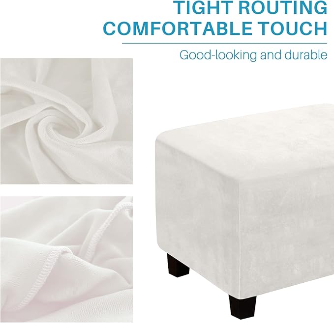 Ottoman Cover, Stretch Rectangle Velvet Ottoman Slipcovers of Foot Stool