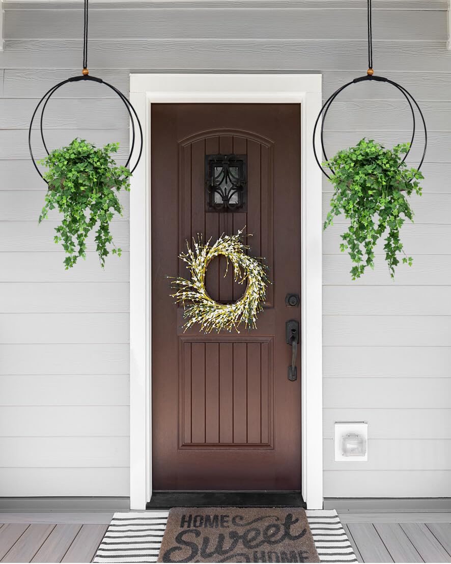 vensovo Hanging Planter for Indoor Plants - 1 pcs Plant Hanger Indoor with Metal Ring and Sturdy Wood Base, Boho Hanging Planter for Wall/Window/Room Decor