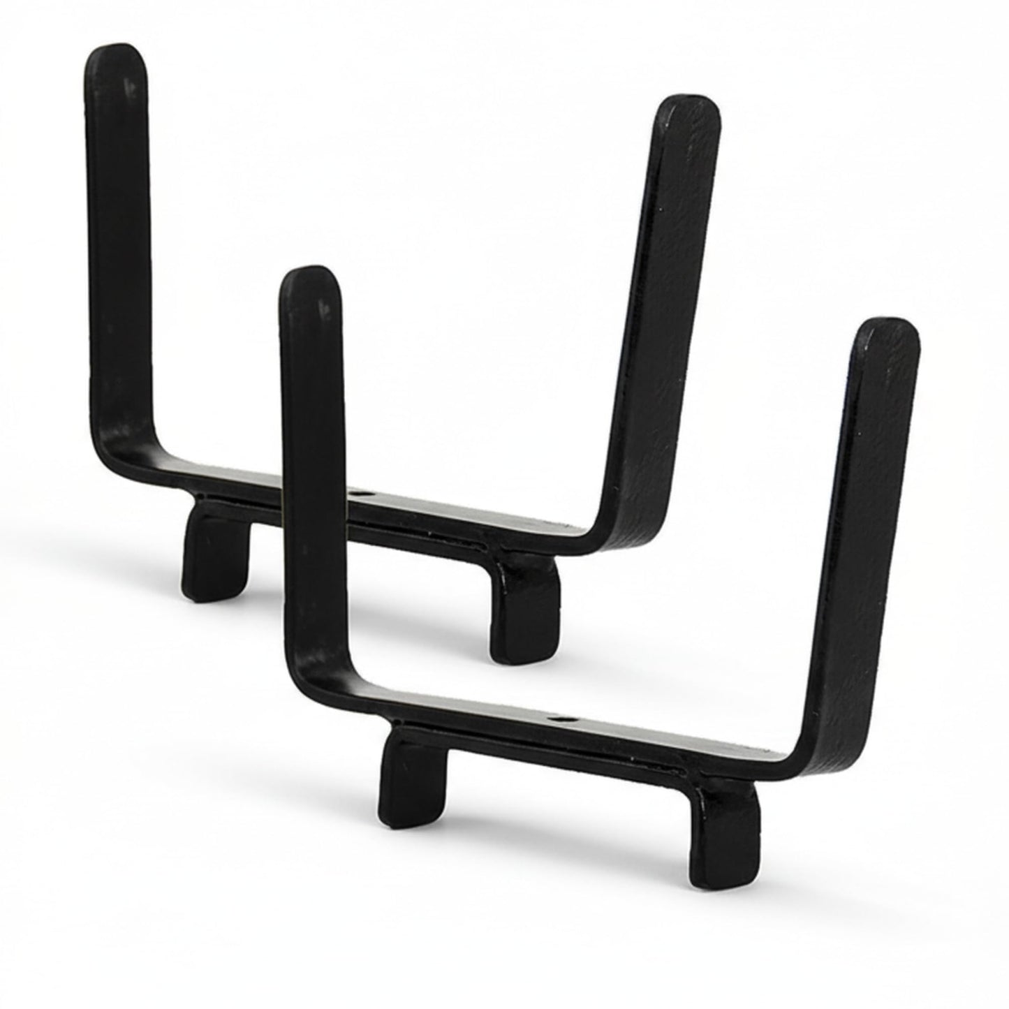 Oakestry Flower Box Deck Railing Brackets Pair Wrought Iron Black Powder Coated Heavy Duty Holder Outdoor Garden Patio Balcony Organizer Decorative Mount Accessory Fits 2 x 4 Inch Rail