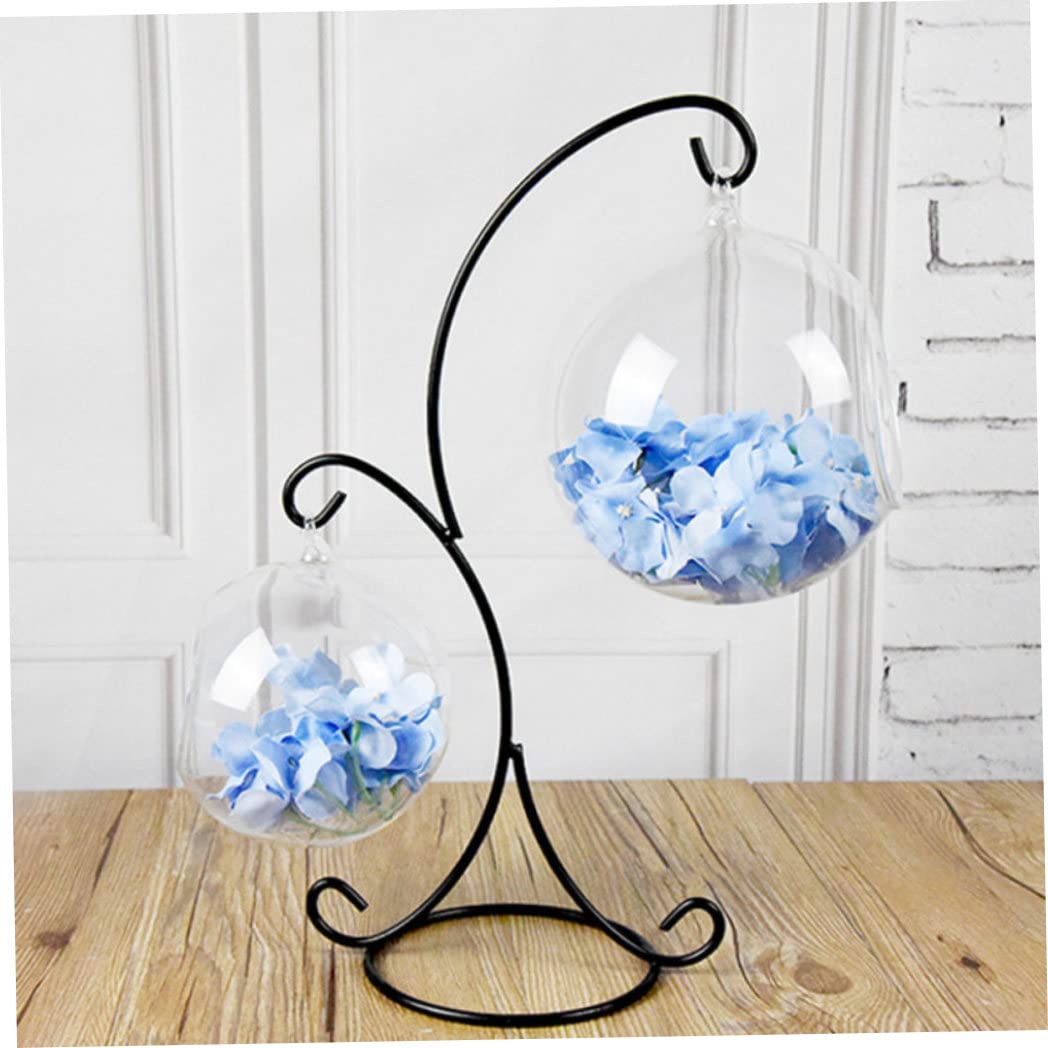 DAGLLGEW 2-Hook Ornament Display Stand Hanging Glass Terrarium Stands Iron Easel Plate Stand for Air Plant Ball Art Craft Hanging Glass Bauble Holder Air Plant Hanger Iron Display Holder