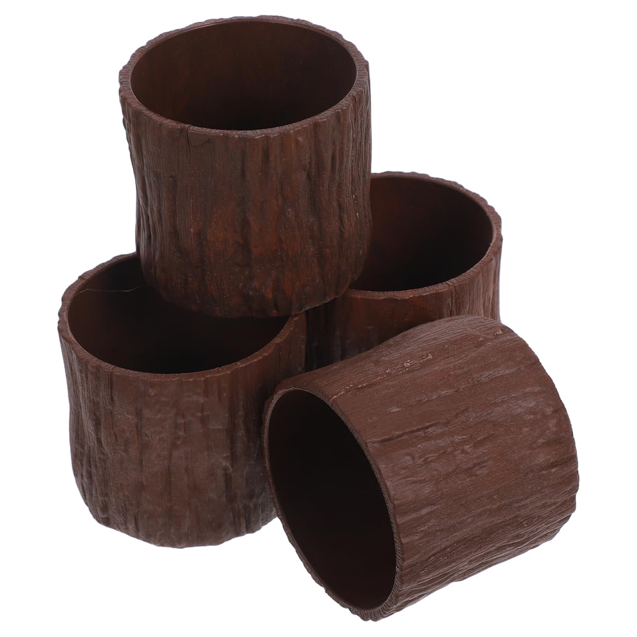 SHINEOFI 4pcs Mini Faux Wood Flower Pots Wooden Centerpieces for Tables Small Plastic Succulent Pots for Table Centerpiece Floral Boxes for Arrangements