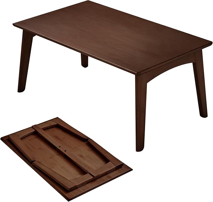 Bamboo Folding Coffee Table, Japanese Low Desk, No Assembly Portable Furniture