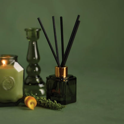 Paddywax Botanica Scented Oil Diffuser with Reeds in Reusable Greeen Glass Bottle, Tubed Gift Box, Includes Diffuser Sticks, Long-Lasting Fragrance, Reusable & Upcyclable, Wild Neroli, 2.8 fl oz