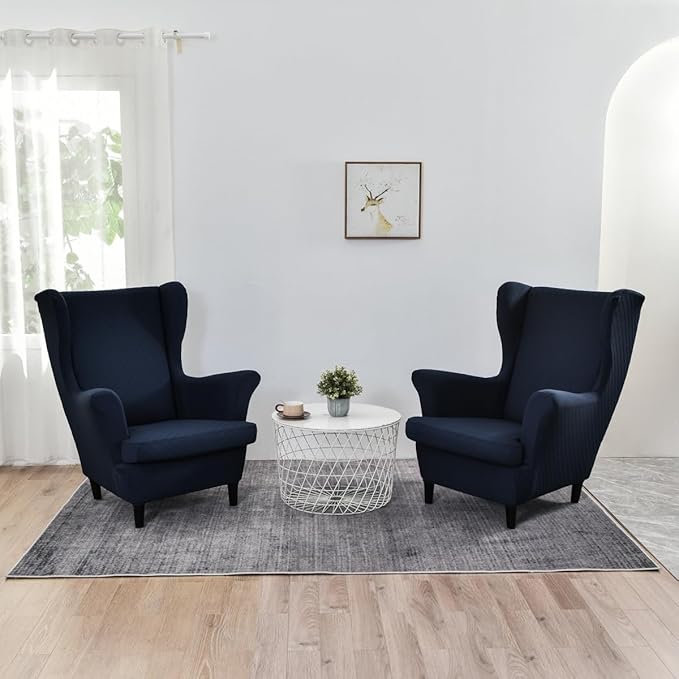 KRFOONN Stretch Wing Chair Slipcovers Printed 2 Piece Wingback Chair Covers