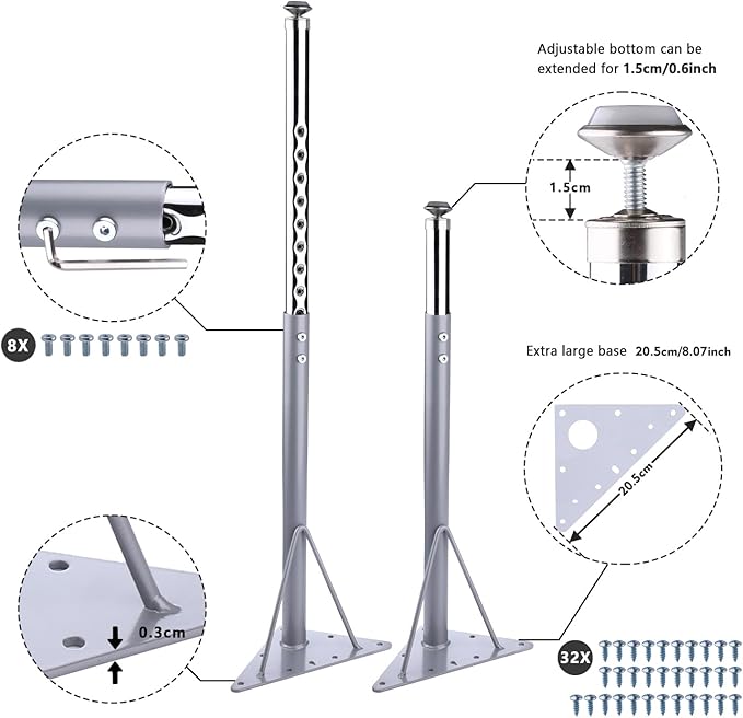 KAZAKA Adjustable Table Legs, 20-30 inch