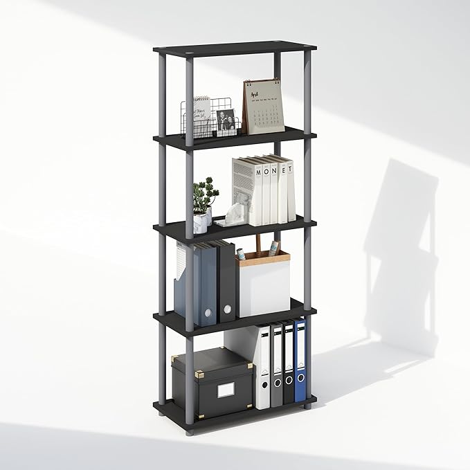 Furinno Turn-N-Tube Book Shelf, 5-Tier Bookshelf, Bookcase