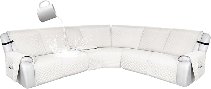 HDCAXKJ 100% Waterproof Reclining Sectional Couch Covers L Shape Recliner Sofa