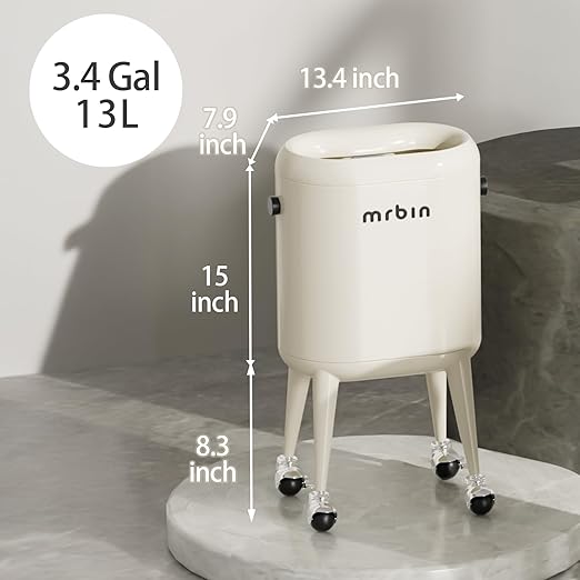 MRBIN Office Trash Can with Lid, Small Bathroom Automatic Adsorption Open Top