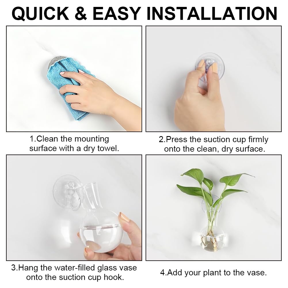 Doodlream 8 PCS Window Hanging Propagation Stations, Glass Water Planting Vases with Suction Cups, Window Wall Hanging Hydroponic Plant Terrariums for Pothos Ivy Herbs, Indoor Home Garden Decor