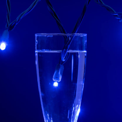 YULETIME 140 Blue Christmas String Lights, 2-Set 24 ft 70 One-Piece 5mm LED