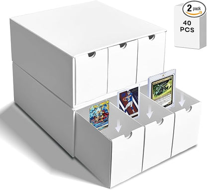 Fageverld Trading Card Storage Box, Top Loaders Storage Box with 40 Dividers, Cardboard Toploader Card Boxes for Sports Card, Baseball, MTG, TCG, Playing Cards, 6 Drawer