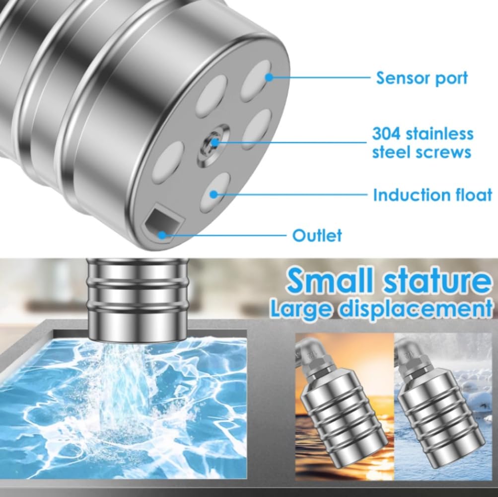 Automatic Float Valve,1/2" to 3/4'' Water Float Valve 304 Stainless Steel Fully Automatic Water Level Control Float Valve for Water Tank, Pool, Water Tank, Livestock Troughs.