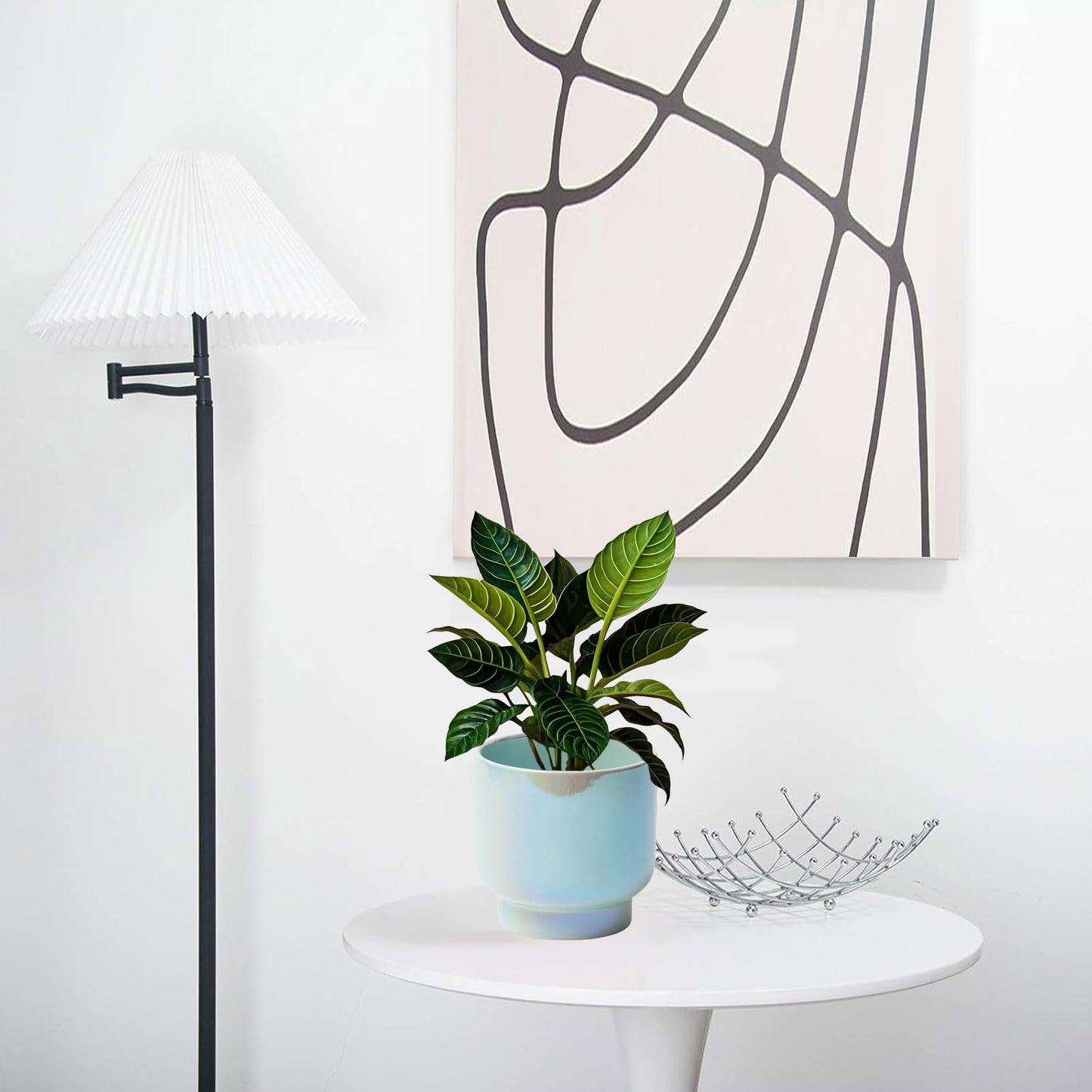 LB Blue Ceramic Planters for Indoor Plants, Succulent Plant Pots Ceramic Plant Pot, Modern Flower Pots for Living Room Office Home Decor, Round Flower Pot of 4.3 Inch(Plant Not Included)