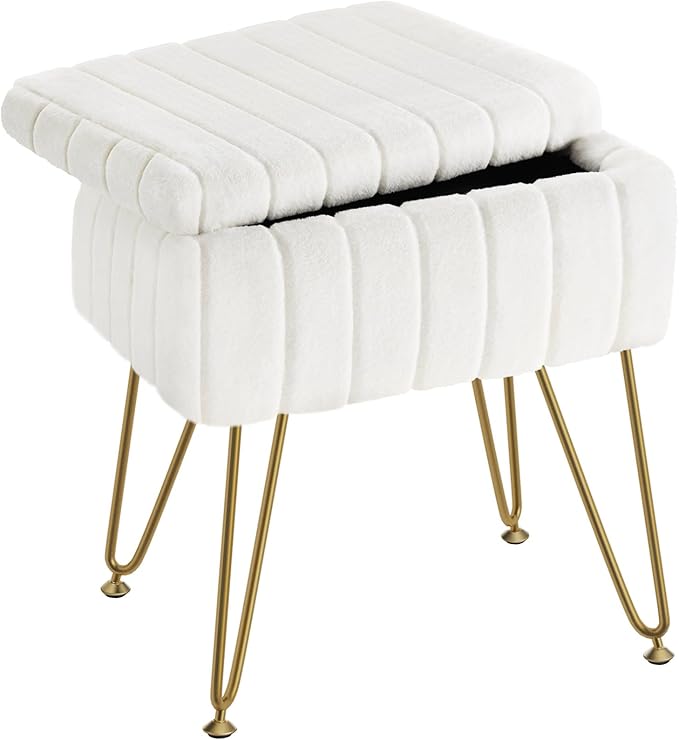 Greenstell Vanity Stool Chair Faux Fur