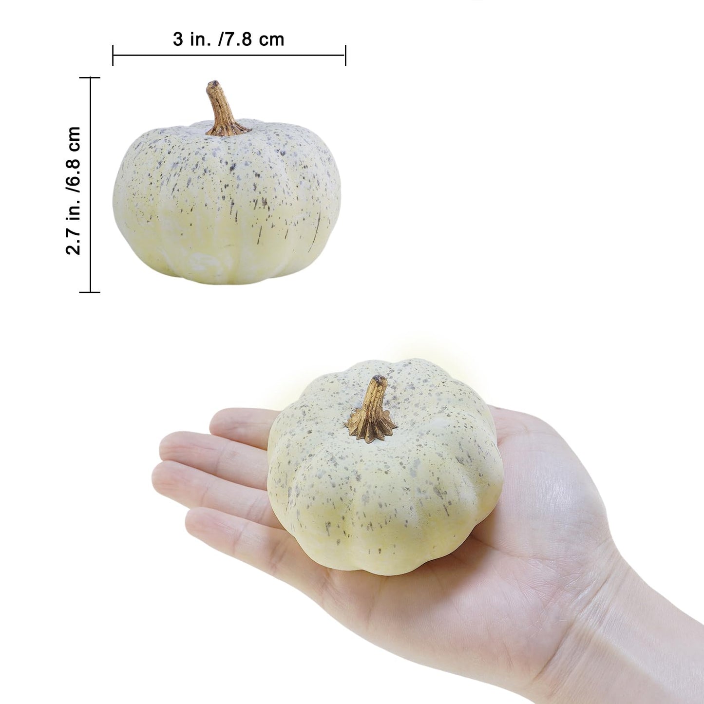 Winlyn 12 Pcs Small Artificial Cream Pumpkins Decorative Pumpkins Foam Pumpkins for Fall Harvest Wedding Baby Shower Thanksgiving Halloween Table Centerpiece Mantel Bowl Décor