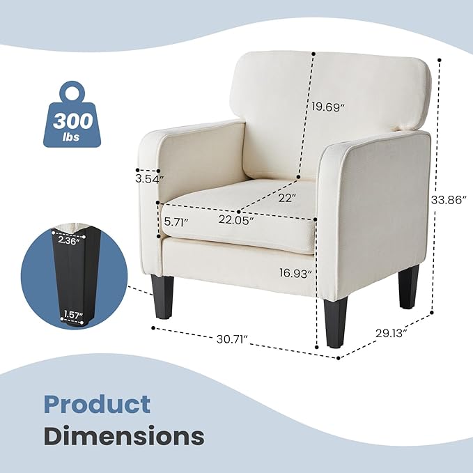 DUMOS Modern Accent Chairs for Living Room, Corner Chairs for Adults, Reading