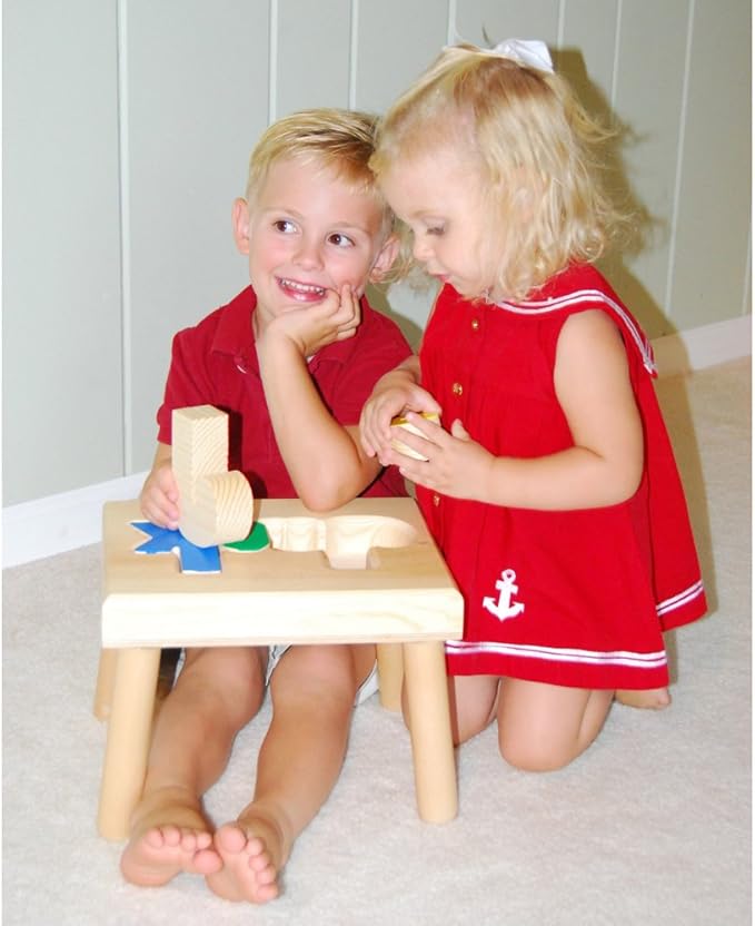 Damhorst Toys Personalized Wooden Child's Name Puzzle Stool Primary Colors