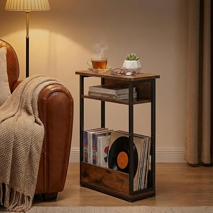 Narrow Side Table, 3-Tier Slim End Table